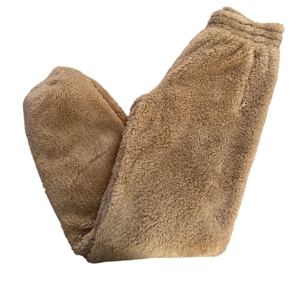 Aerie brown Teddy high waist fluffy fleece jogger pants comfy cozy lounge XS NWT - Picture 4 of 9